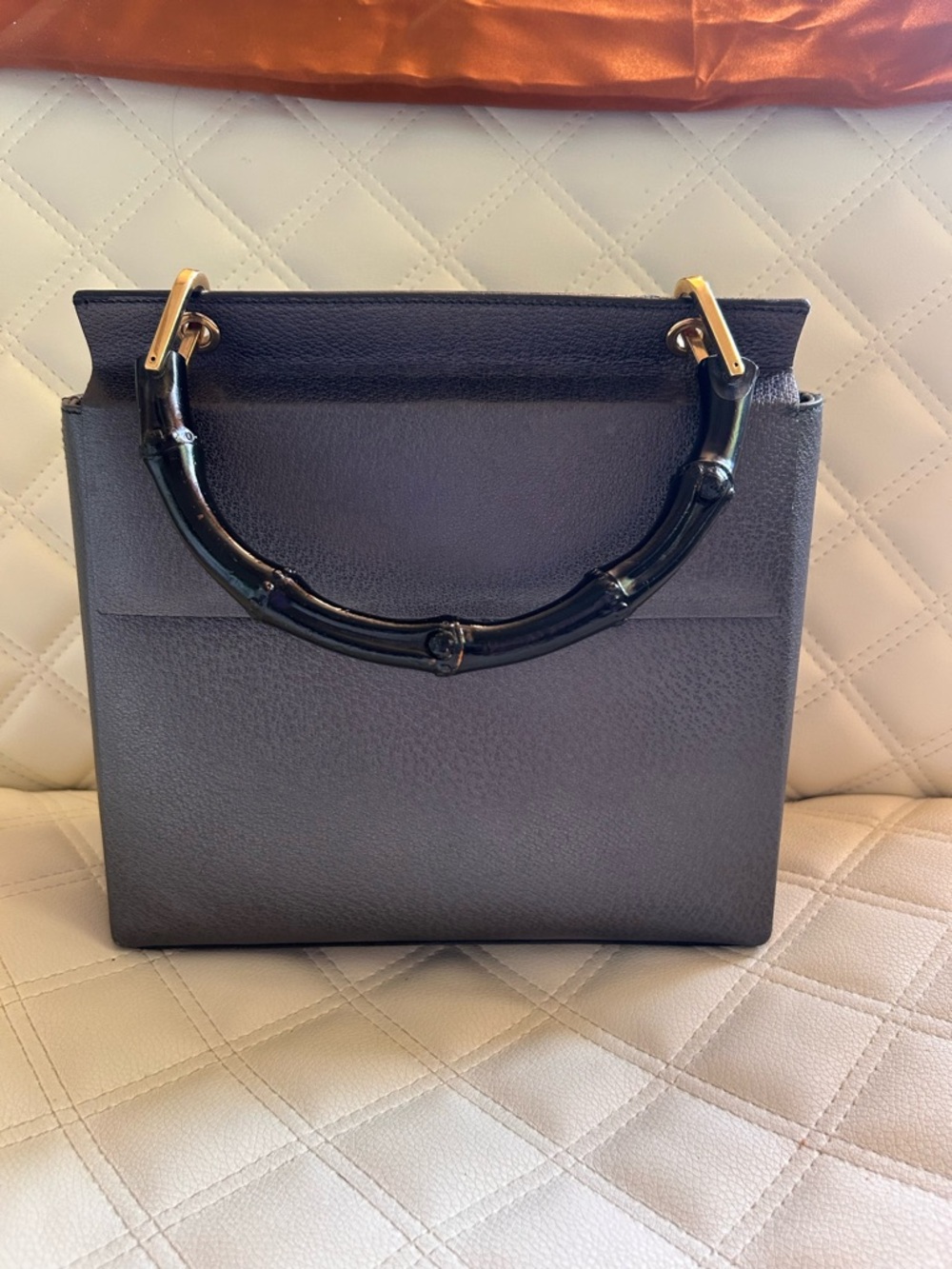 Gucci Black Leather Satchel with Bamboo-Style Handle